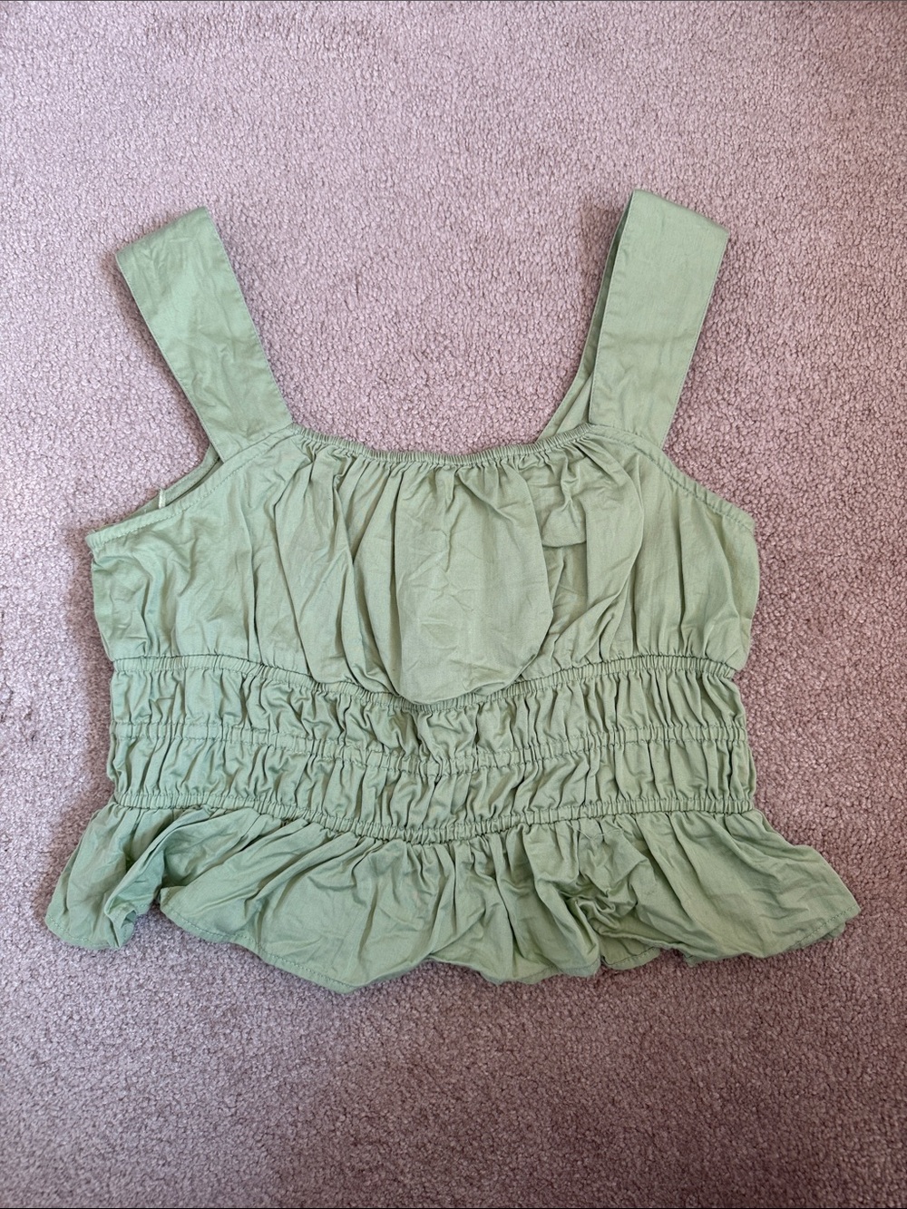 Sleeveless Gathered Peplum Tank Top - Sage Green